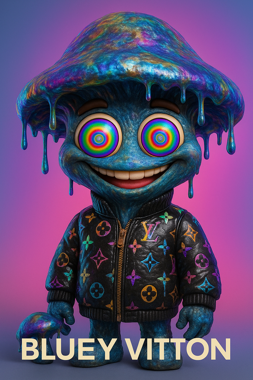 Bluey Vitton designer shroom digital artwork