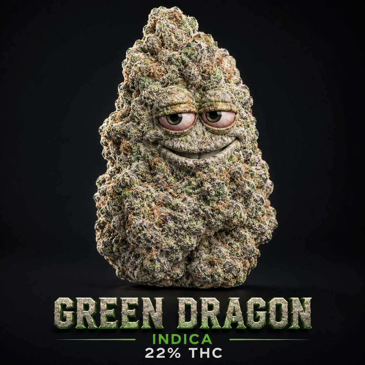 Green Dragon indica artwork 22% thc