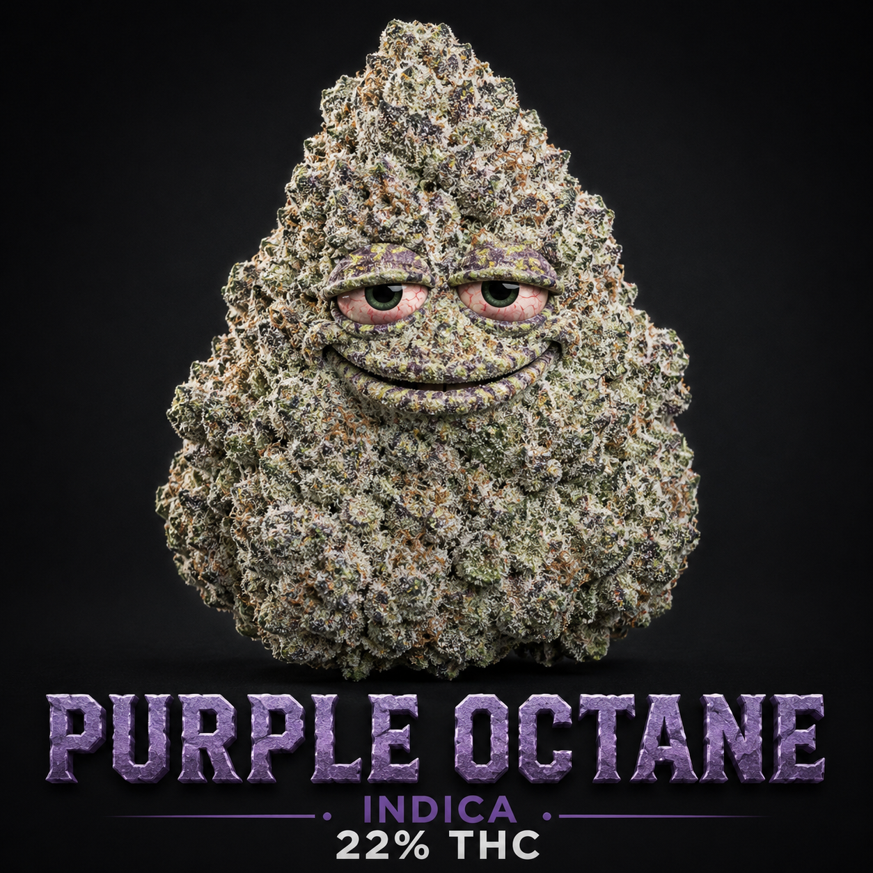 Purple Octane indica artwork 22% thc
