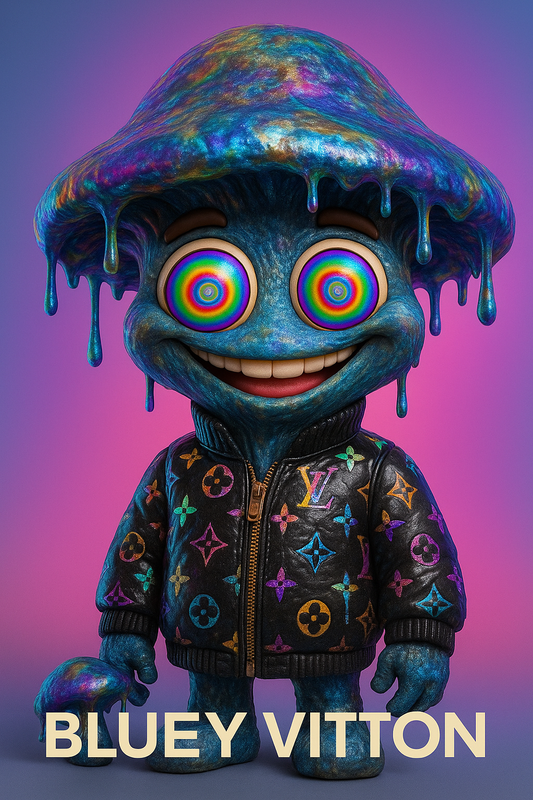 Bluey Vitton designer shroom digital artwork