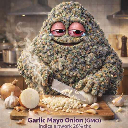 Garlic Mayo Onion(gmo) indica artwork 26% thc