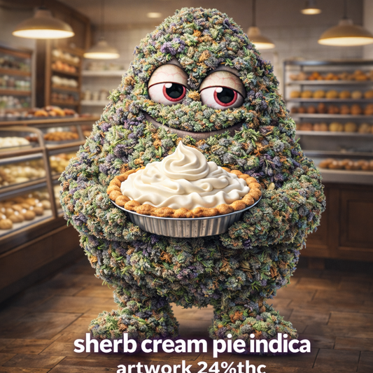 Sherb Cream Pie indicia artwork 24% thc
