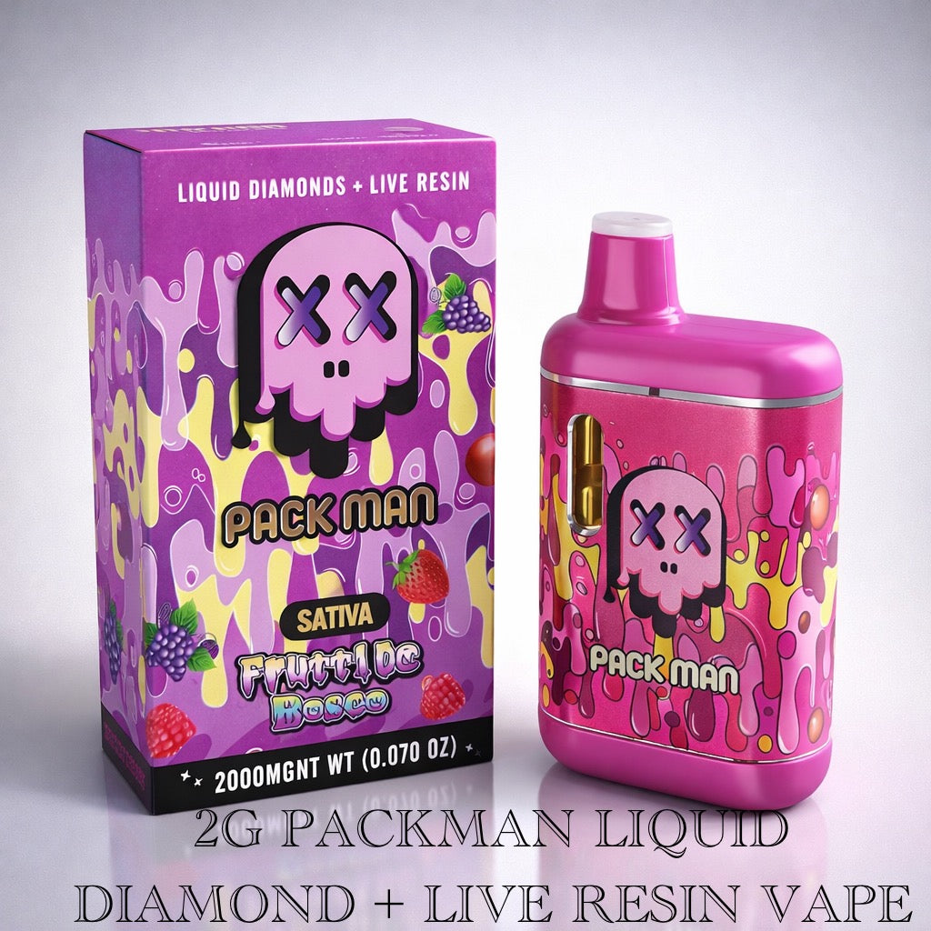 2G Packman Liquid Diamond+live resin vape artwork