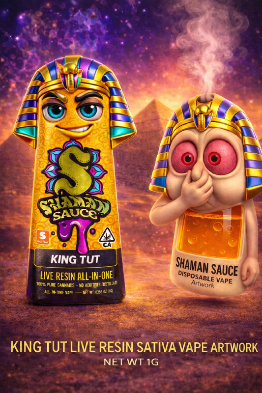 King Tut sativa Shaman sauce disposable artwork 1g