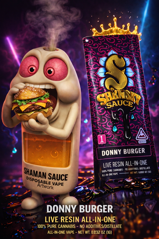 Donny Burger Indica Shaman sauce disposable artwork 1g