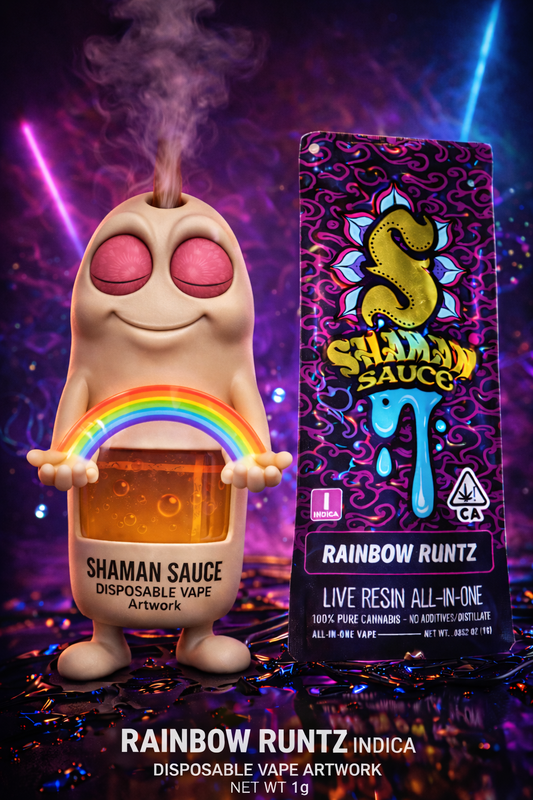 Rainbow Runtz Indica Shaman sauce disposable artwork 1g