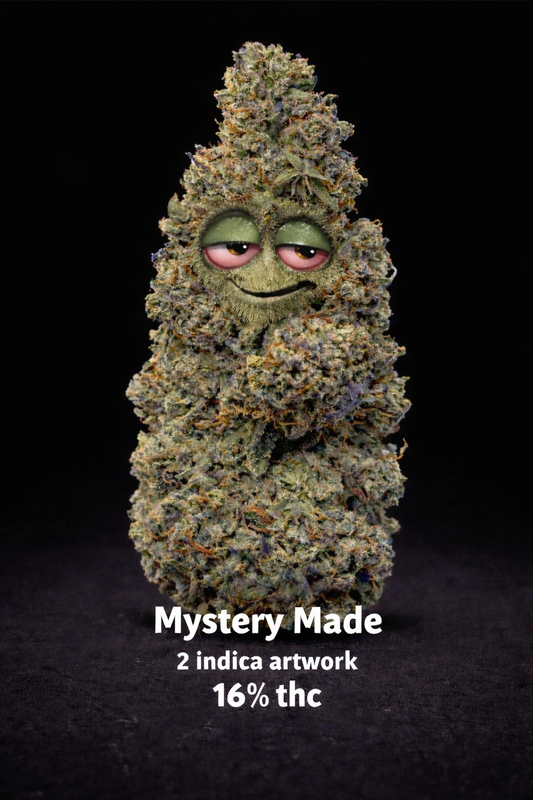 Mystery Made 2 indica artwork 16%thc