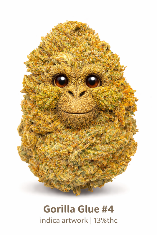 Gorilla Glue #4 indica artwork 13%thc