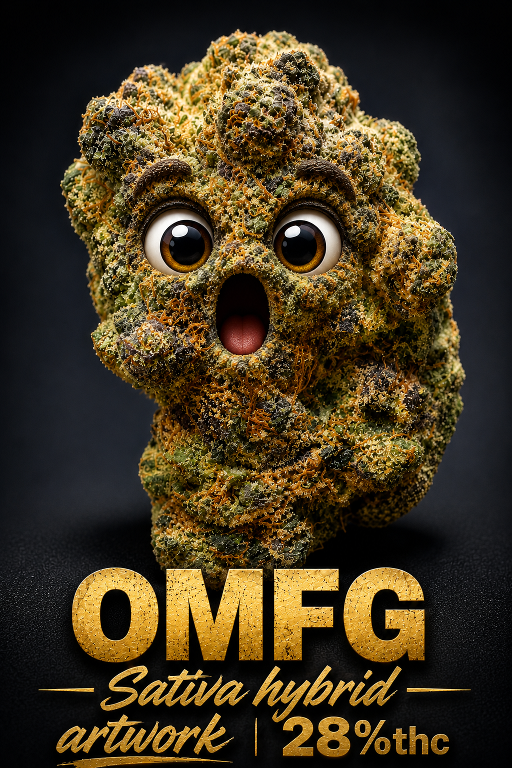 OMFG Sativa hybrid artwork 27% thc