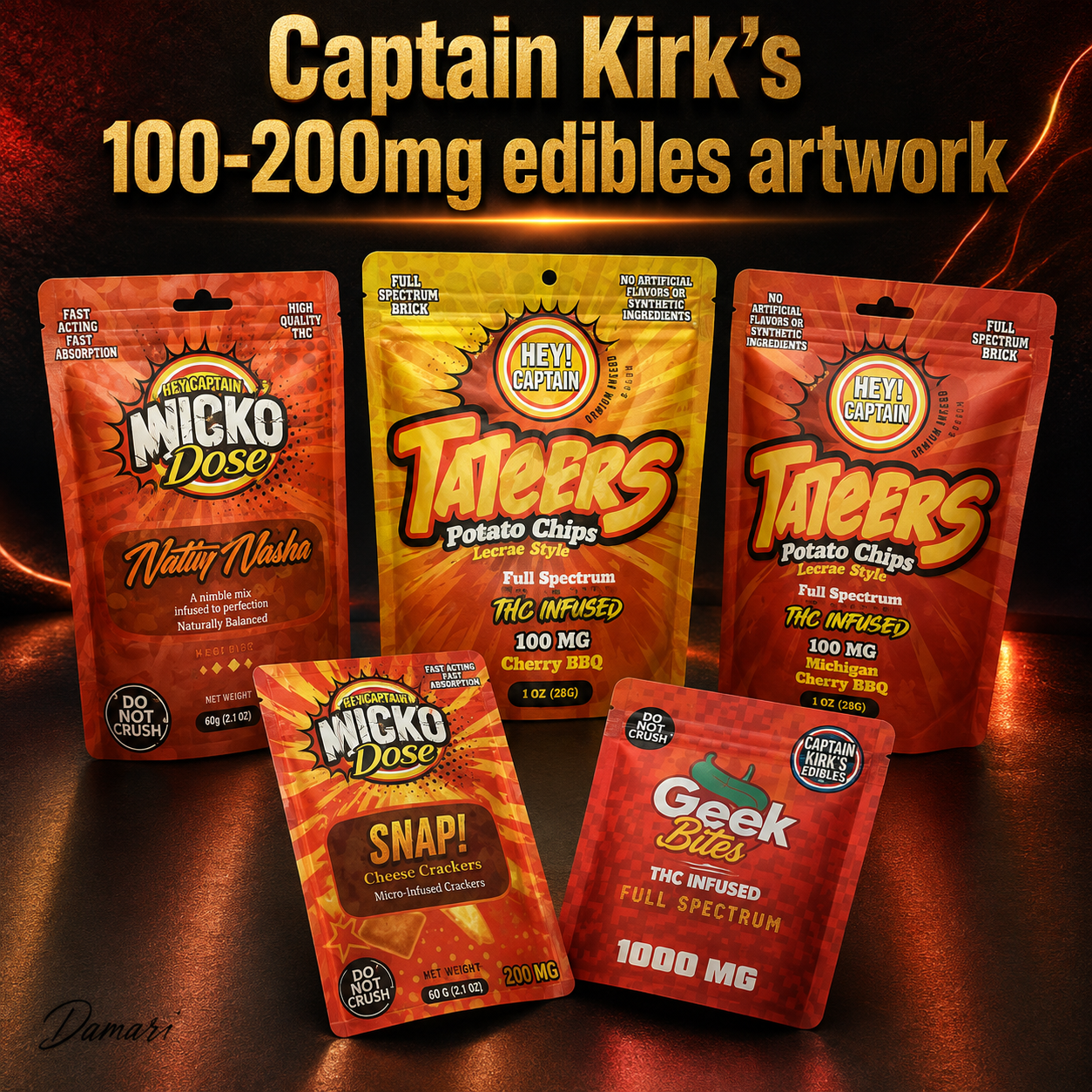 Captain Kirk’s 100-200mg edibles artwork